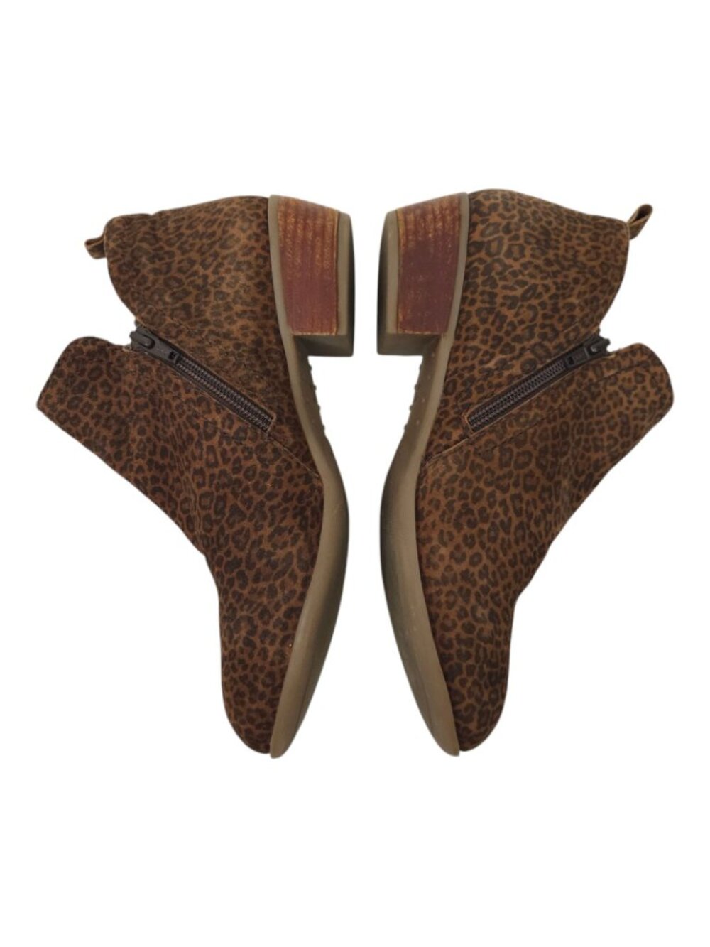 Diba Leopard Print Ankle Boots Womens 8.5 Brown Side Zip Stacked Heel Bootie - Picture 9 of 16